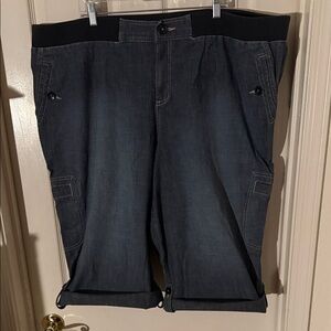 Lane Bryant Dark Blue Capris Cargo Pants with Elastic Waistband